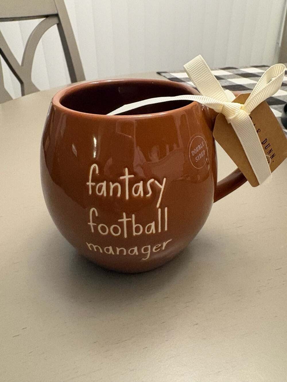 Rae Dunn Fantasy Football Manager Brown Ceramic Football Mug